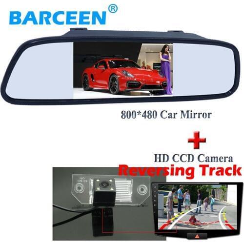 CCD image sensor car rear reversing camera with car mirror universal type 4.3" screen+ Dynamic track line for ford focus sedan