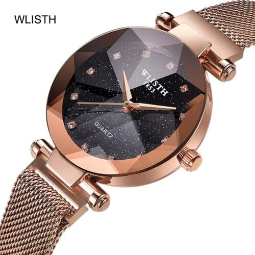 WLISTH Luxury Brand Rose Gold Gypsophila Womens Watch Fashion Magnetic Strap Ladies Student Business часы женские часы
