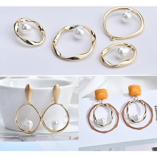 DIY handmade accessories hollow personality irregular elliptical shaped pearl pendant earrings materials