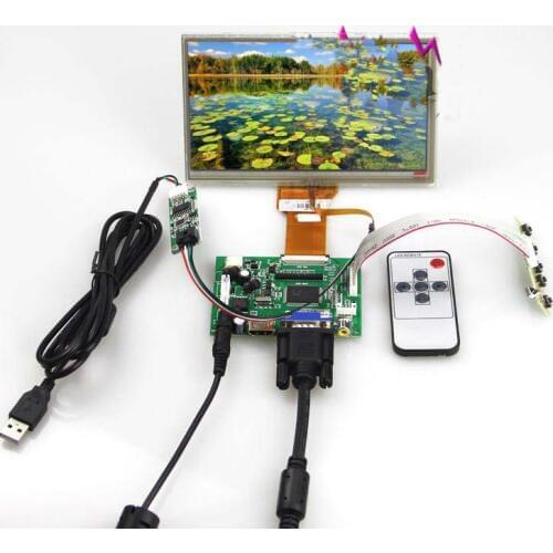 For Raspberry Pi HDMI+VGA+AV+Driver Board Card+Touch Screen+7inch AT070TN90 AT070TN92 800x480 Length 80.15mm LCD Display panel