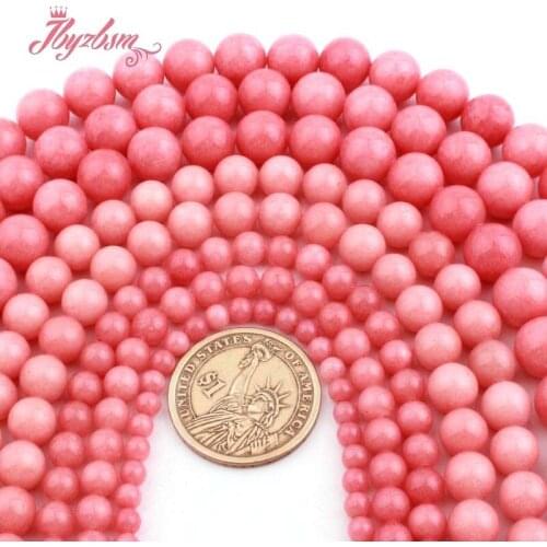 6.8.10mm Round Rhodochrosite Beads Hot Pink Jades Smooth Bead Stone for DIY Women Necklace Bracelets Earring Jewelry Making 15"