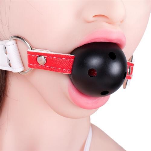 Adult Games Open Mouth Gag PU Leather Head Harness Hollow Ball Gag S&M Slave Oral Fixation Flirting Sex Toys for Women Couple
