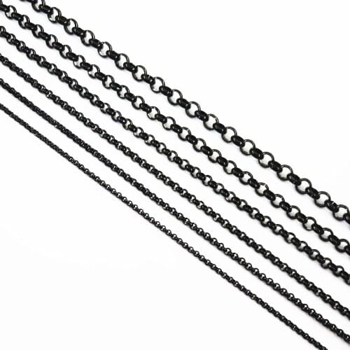 Black Plated 316L Stainless Steel Round O Chain Necklace Fashion Jewelry For Men and Women