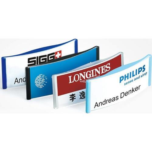 DEZHI-75*32mm Arc-Shaped Magnetic Style Name Tag,Metal Material Name ID Tag Badge Strong Magnetic Fastener officeHolder Card Tag