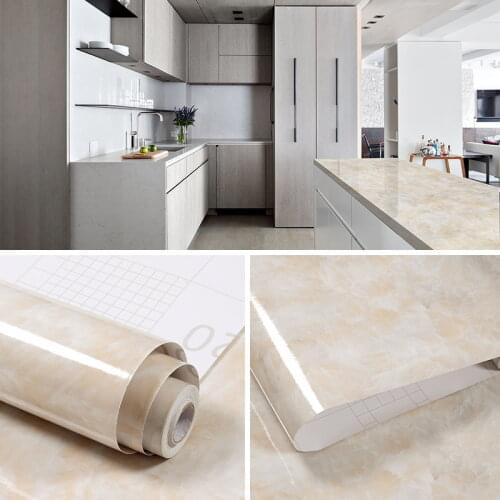 Oil-Proof Marble Wall Stickers Waterproof Wallpaper Kitchen Contact Paper Bathroom Desktop Home Decor Pvc Self-Adhesive