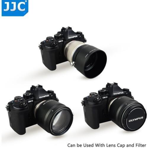 JJC Metal Lens Hood Shade for Olympus M.ZUIKO DIGITAL ED 75mm f/1.8 Replaces Olympus LH-61F Black