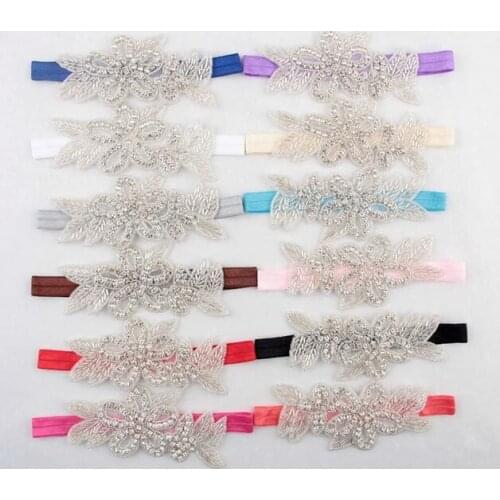 Cute Kids Baby Girls headbands Rhinestone flowers with leaves Headbands children hair accessories YH402