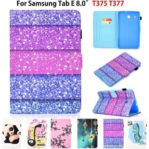 Cute Cartoon Case For Samsung Galaxy Tab E 8.0 T375 T377 T377V SM-T377 8.0" Cover Funda Tablet Silicone PU Leather Stand Shell