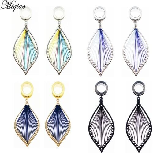 Miqiao 2pcs Stainless Steel ear gauges and Tunnels Dangle Ear 6-25MM Piercing Expansion Ear Stretched Flesh Tunnels Body Jewelry