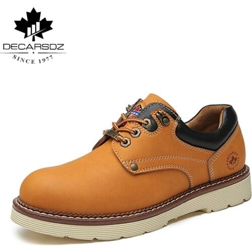 DECARSDZ 2021 Comfy Genuine Leather Men Shoes Spring & Autumn Fashion Shoes Men Classic Retro Office Footwear Men Casual Shoes