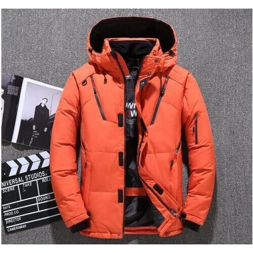 Men High Quality Thick Warm Winter Down Jacket Hooded Thicken Duck Down Parka Coat Casual Slim Overcoat Multi Pockets Outwear