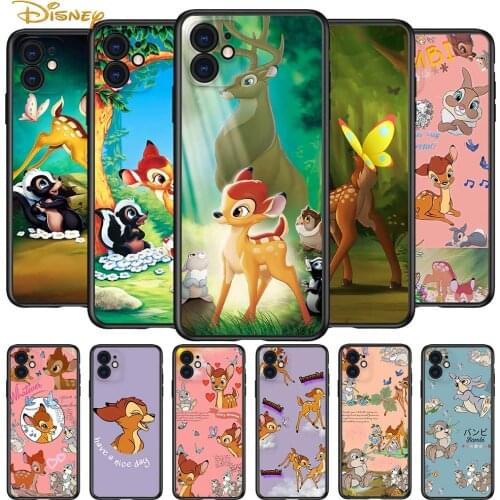 Disney Fawn Bambi for Apple iPhone 12 Pro Max Mini 11 Pro XS Max X XR 6S 6 7 8 Plus 5S SE2020 Soft Black Phone Case