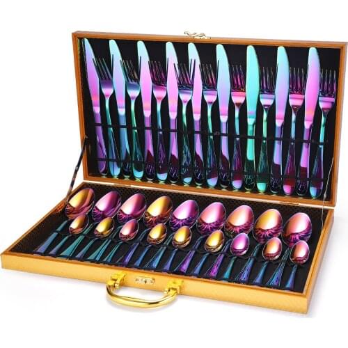 36-Piece Set Stainless Steel Cutlery Gift Box. Cutlery Gift dishes and plates sets forks knives spoons rose gold flatware