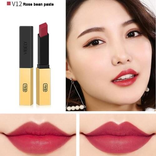 Non-Fading Lasting Lipstick Set Small Gold Bar Lipstick Set Silky Matte Four Gift Boxes Lip Moisturizing Makeup Beauty QBMY