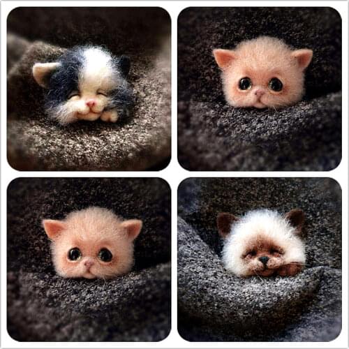 Non Finished Felting Poked Handmade Cute Animal Toy Doll Needle Material Bag Wool Felting Kit Craft Kits Needle Felt