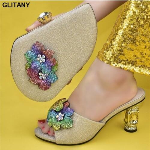 New Arrival Nigerian Shoes and Matching Bags Sales In Women Matching Shoes and Bag Set for Party Wedding Shoes for Women Bride