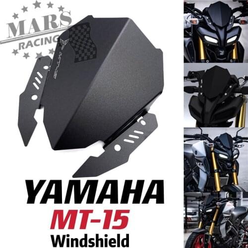 Fits For YAMAHA MT-15 MT15 mt15 2018 2019 2020 2021 Motorcycle Windshield Windscreen Black aluminum alloy Aluminum Kit Deflector