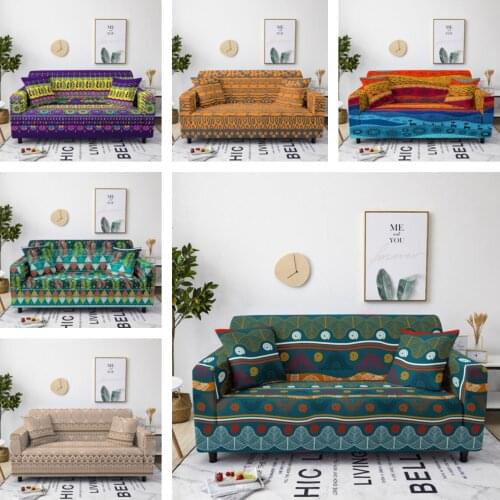 Fully-Wrapped Couch Cover Stretch Bohemia Sofa Cover Slip-Resistant Slipcovers for Living Room Couch Cover L Shape Sofa Covers