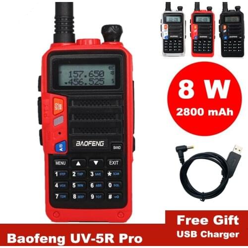 Baofeng Walkie Talkie 10km UV-5R Pro High Power 8W Two Way Radio Dual Band Portable Ham Radio USB Charger CB Radio Transmitter