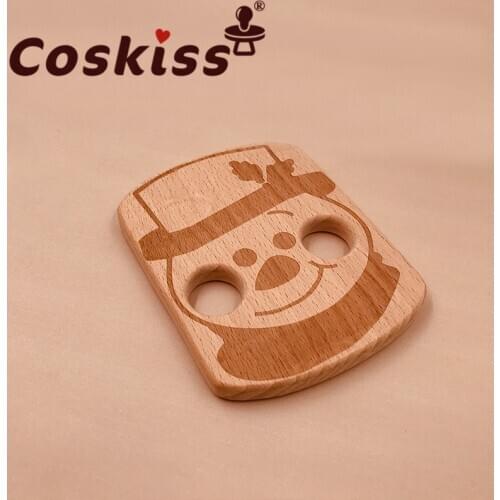 Coskiss Baby Teething Toys Wooden Teething Ring Food Grade Snowman Beech Wooden Childrens Toys Diy Wooden Teether