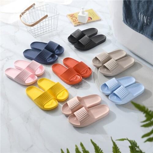 Women Thick Platform Slippers Summer Beach Eva Soft Sole Slide Sandals Leisure Men Ladies Indoor Bathroom Anti-slip Shoes