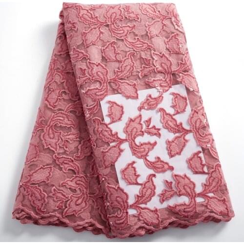 SJD LACE African Lace Fabric 2021 New High Quality Frech Tulle Mesh Sequins Fabric Flowers Embroidery Sewing Accessories A 2415