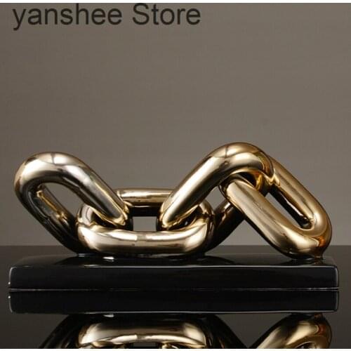 Nordic gold chain decoration sculpture studio desk crafts ceramic portrait chain home decoration