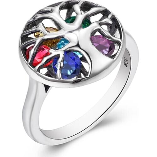 Szjinao Women Custom Ring Real 925 Sterling Silver Ring Gemstones Unique Handmade Designer Christmas Jewelry Personalized Gift