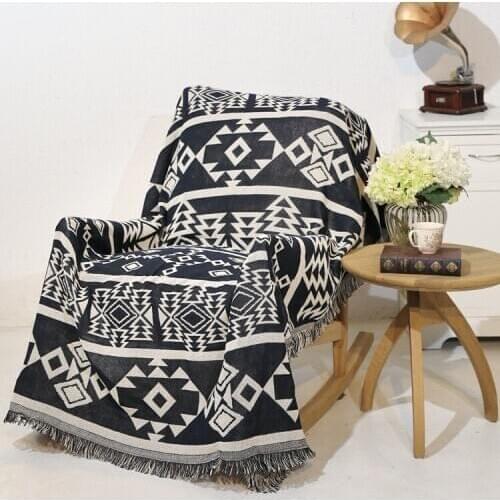 Nordic geometry Vintage blanket double sided cotton knitting wall tapestry sofa towel bed cover felts carpet farmhouse decor