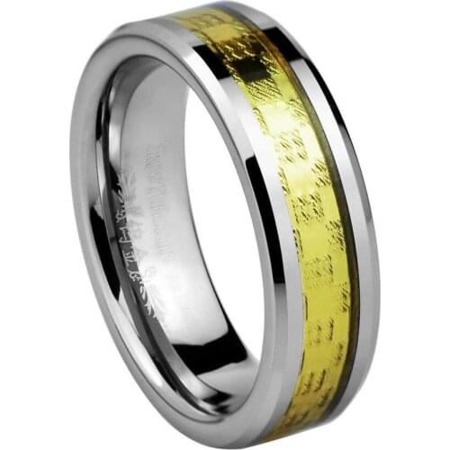 Tungsten Wedding Band with 18KGold Inlay Width 6mm /TURI0027M