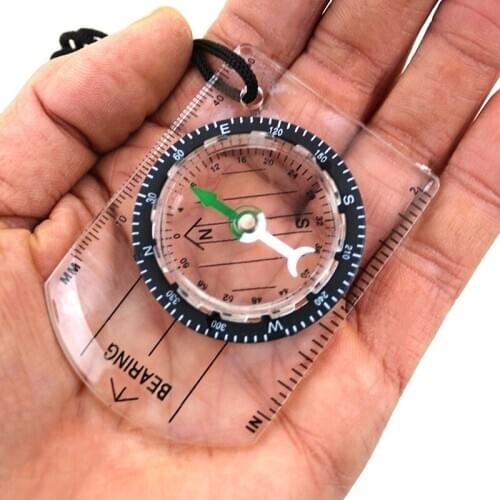 All In One Outdoor Hiking Camping Baseplate Compass Map Ruler Mini Ruler