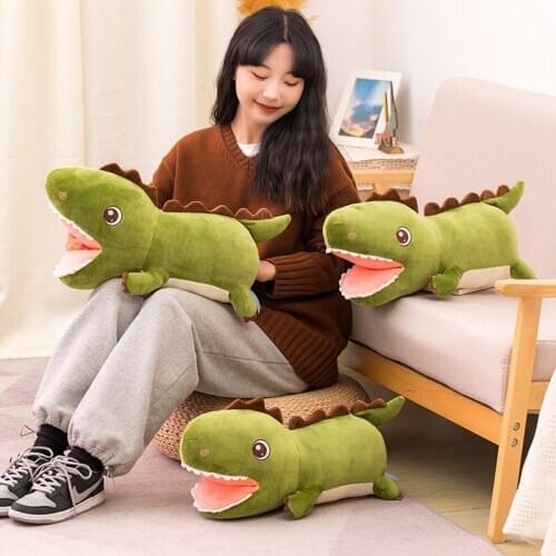 Green Dinosaur Plush Toy Cute Lying Dino Animal Stuffed Soft Doll Hand Warmer Girls Boys Gift 50cm High Quality