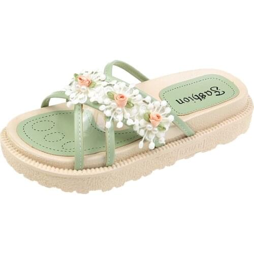 Womens Roman Sandals Fashion 2021 Summer New Breathable Seaside Flower Student Flat Shoes Non-slip Wear-resistant Beach