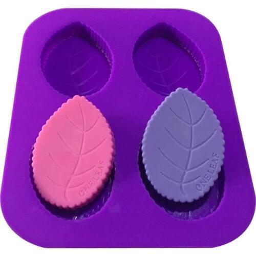 1/4 Cavity Leaf Shape Silicone Soap Mold Fondant Cake Chocolate Mold DIY Handmade Soap Making Molds