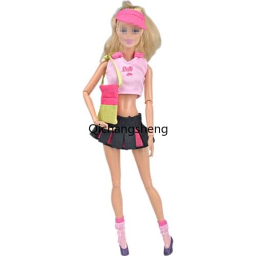 1/6 BJD Clothes For Barbie Doll Accessories Outfits Fashion Pink Crop Tops Shirt Tank Skirt Hat Socks Shoes Kids Birthday Gift