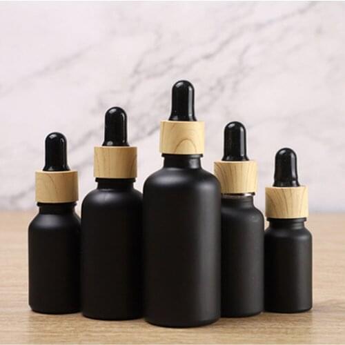 1pc Black Glass Dropper Bottle Tubes Frosted Aromatherapy Perfume Refillable Bottle For Essential Massage Oil Pipette Container