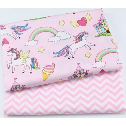 Pink Unicorn Wave 100% Cotton Fabric Handmade Cloth, DIY Sewing Textile Tissue Quilting Sleeping Bag Fabric For Baby & Child