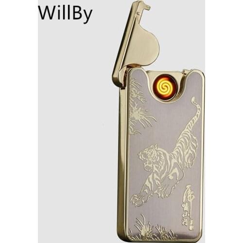 2PCS/LOT Creative Double Sides Shaking Lighting Windproof Flameless Rechargeable Eletronic USB Cigarettes Lighters