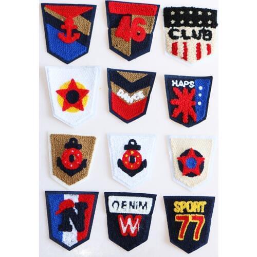 2 Pcs Various Shield letter pattern Towel embroidery icon Iron on Patch for Clothing DIY Stripes Patchwork Sticker Custom Badges