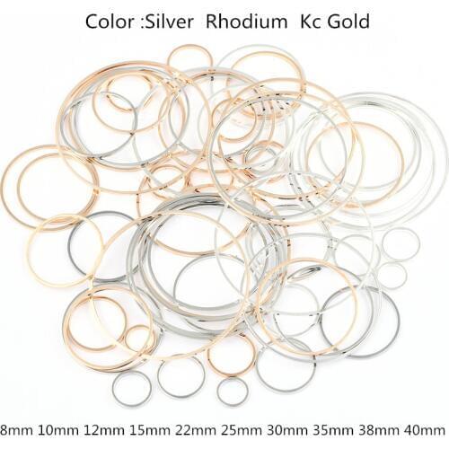 20pc/lot Rhodium/KC Gold/Silver Rings for DIY Earrings Making Copper Round Circle Earring Pendant Jewelry Accessories Findings