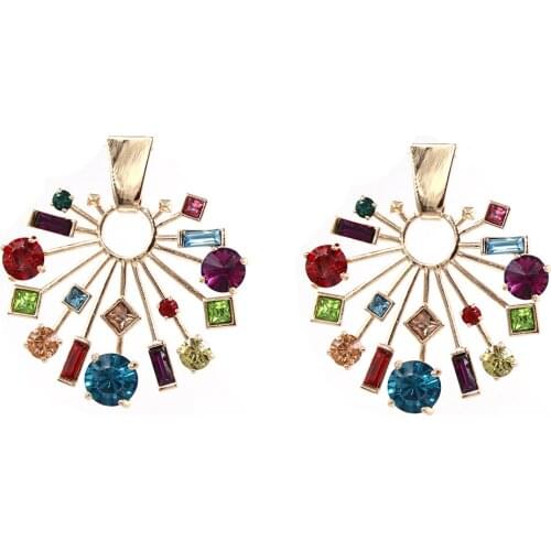 2020 New Small hexagon Faceted Dichroic multicolor transparent resin Pendant drop earring