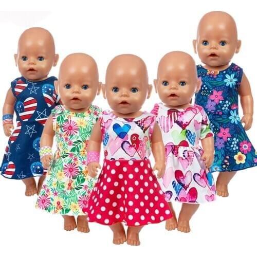 4Pcs/suit Flower Dress Fit 17 inch 43cm Doll Clothes Born Baby Suit For Baby Birthday Festival Gift