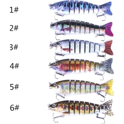 6Pcs/ Set 8 Jointed Sections Bionic Fishing Bait Boxed 12.7cm/18g 3D Eyes Lifelike Fishing Lure
