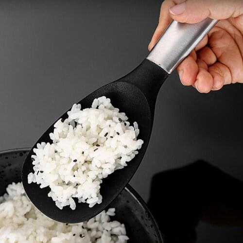 80%HOTRice Spoon Non-stick Portable Convenient Thicken Stainless Steel Scoop Anti-slip Rice Spoon for Home