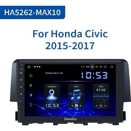 Dasaita 1 Din Radio Android 10.0 GPS Navigation for Honda Civic 2015 2016 2017 Car 9" IPS Vehicle Stereo MAX10 DSP 64GB ROM