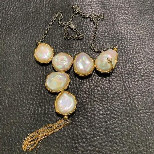 Baroque natural fresh water pearl pendant necklace irregular shape exactly the same as picture 925 sterling silver high quality