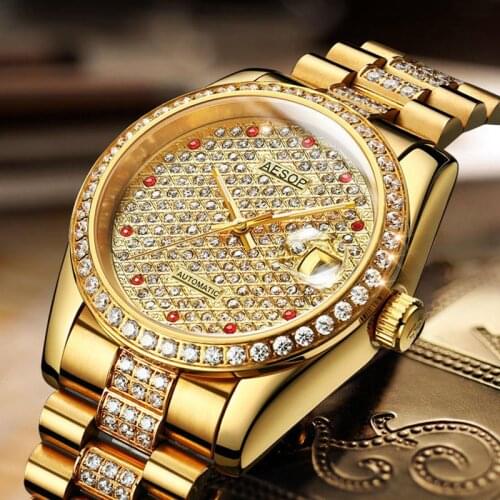 Aesop Brand Luxury Watch Men Fashion Waterproof 30M Diamond Automatic Mechanical Wristwatch Clock Montre Homme Relogio Masculino