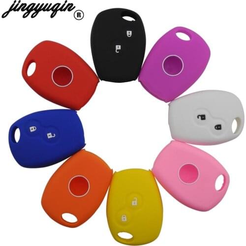 Jingyuqin Silicone Car Key Case Cover 2 Buttons For Renault Kangoo DACIA Scenic Megane Sandero Captur Twingo Modus