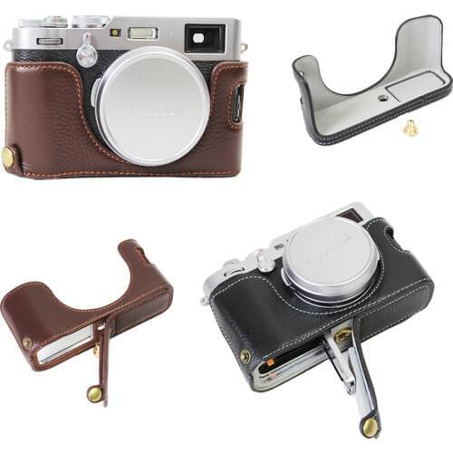 Newest Genuine Leather Camera Case For Fuji X100F Fujifilm X100F Camera Bag Half Case Bottom Cover Open Battery Design