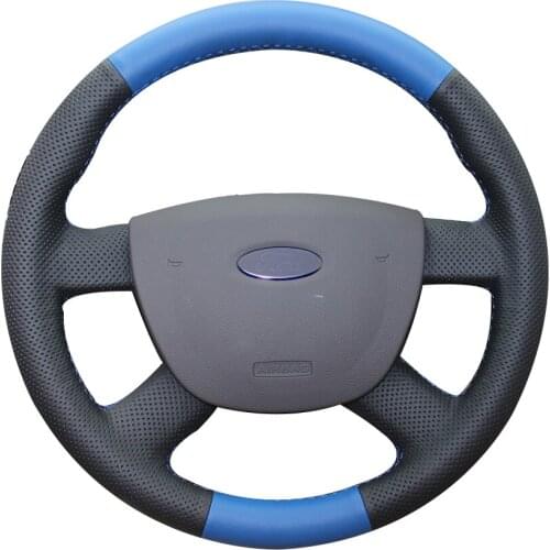 Black Blue Red Natural Leather Car Steering Wheel Cover for Ford Focus 2 2005-2011